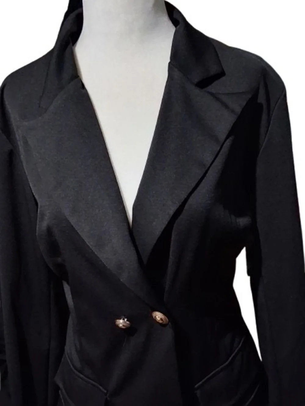 NWOT Women's Black Double-Breasted Blazer Coat Or Deress Long Blazer XL